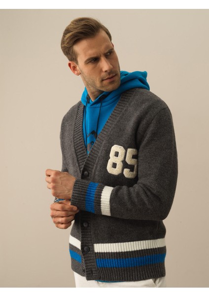 Erkek Koyu Gri Dokulu Lüks Pamuk Dokulu Regular Fit Hırka fiyatları