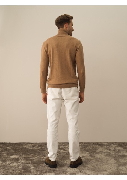 Erkek Camel Dokulu Pamuk Dokulu Regular Fit Kazak fırsatları