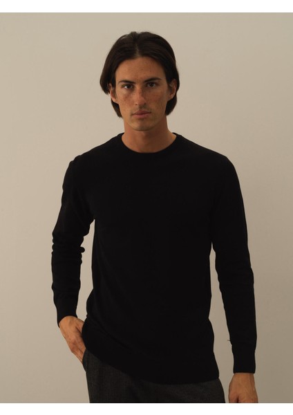 Erkek Siyah Pamuk Dokulu Regular Fit Kazak fiyatları