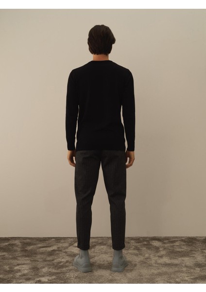 Erkek Siyah Pamuk Dokulu Regular Fit Kazak indirimleri