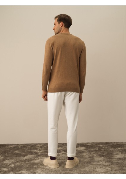 Erkek Camel Dokulu Pamuk Dokulu Regular Fit Kazak fırsatları