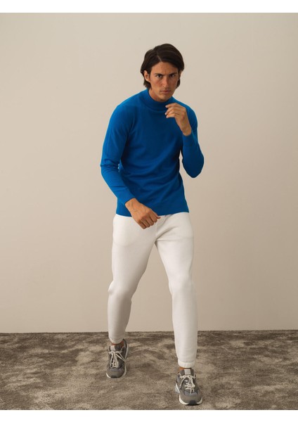 Erkek Mavi Pamuk Dokulu Regular Fit Kazak modelleri