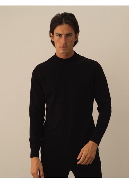 Erkek Siyah Pamuk Dokulu Regular Fit Kazak fiyatları