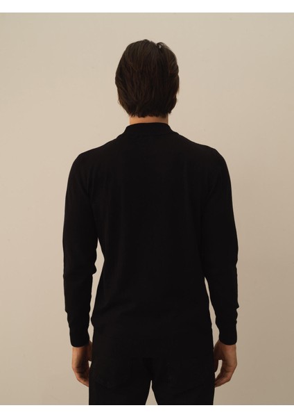 Erkek Siyah Pamuk Dokulu Regular Fit Kazak modelleri