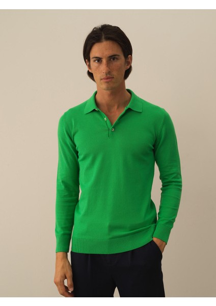 Erkek Yeşil Pamuk Dokulu Regular Fit Kazak fiyatları