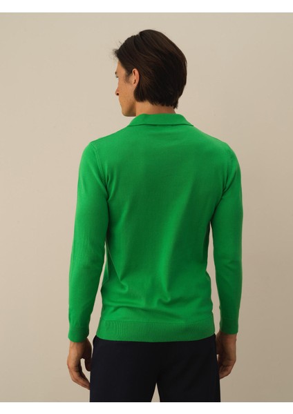 Erkek Yeşil Pamuk Dokulu Regular Fit Kazak fırsatları