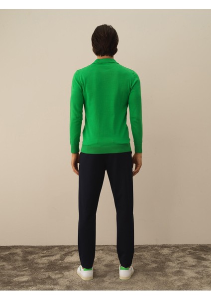 Erkek Yeşil Pamuk Dokulu Regular Fit Kazak indirimleri