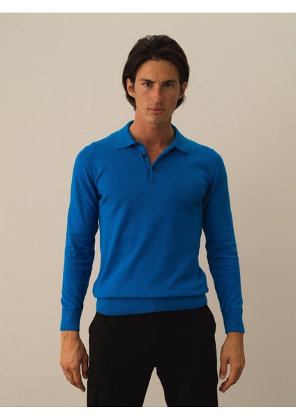 Erkek Mavi Pamuk Dokulu Regular Fit Kazak fiyatları