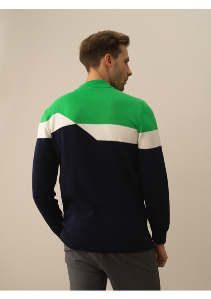 Erkek Lacivert Pamuk Dokulu Regular Fit Kazak fırsatları