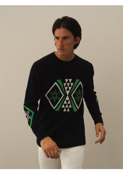 Erkek Lacivert Lüks Pamuk Dokulu Regular Fit Kazak fiyatları