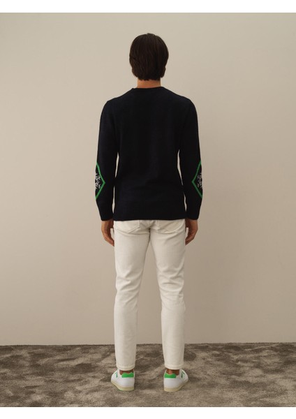 Erkek Lacivert Lüks Pamuk Dokulu Regular Fit Kazak fırsatları