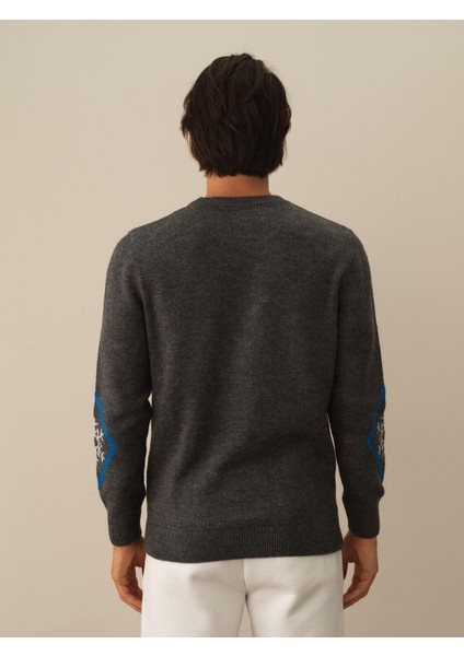 Erkek Koyu Gri Dokulu Lüks Pamuk Dokulu Regular Fit Kazak modelleri