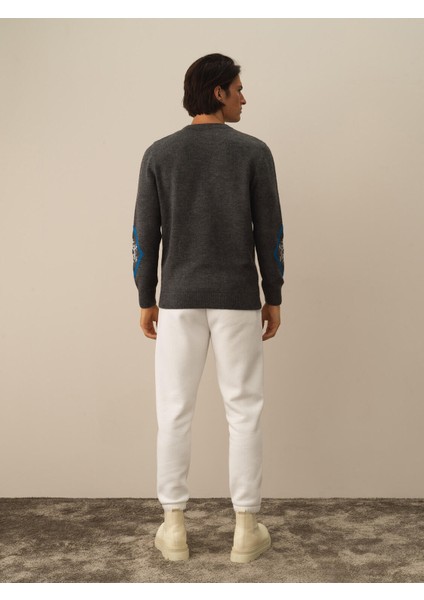 Erkek Koyu Gri Dokulu Lüks Pamuk Dokulu Regular Fit Kazak fırsatları