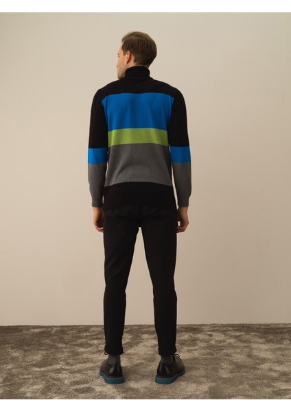 Erkek Siyah Pamuk Dokulu Regular Fit Kazak fırsatları