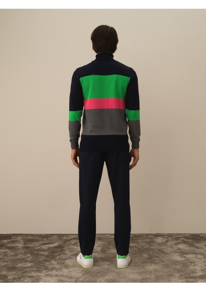 Erkek Lacivert Pamuk Dokulu Regular Fit Kazak fırsatları