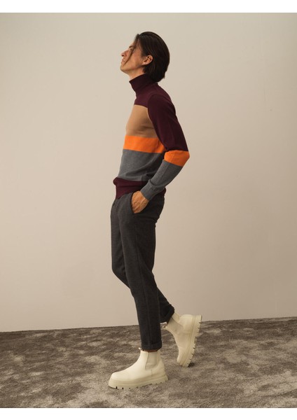 Erkek Bordo Pamuk Dokulu Regular Fit Kazak modelleri