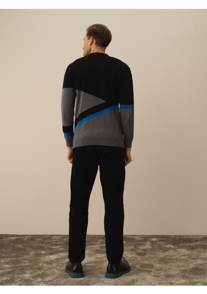 Erkek Siyah Pamuk Dokulu Regular Fit Kazak fırsatları