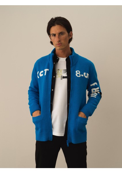 Erkek Mavi Doğal Yün Dokulu Regular Fit Hırka fiyatları