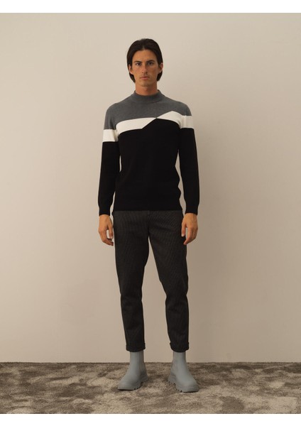 Erkek Siyah Pamuk Dokulu Regular Fit Kazak