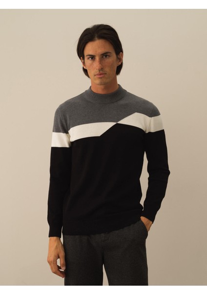 Erkek Siyah Pamuk Dokulu Regular Fit Kazak fiyatları