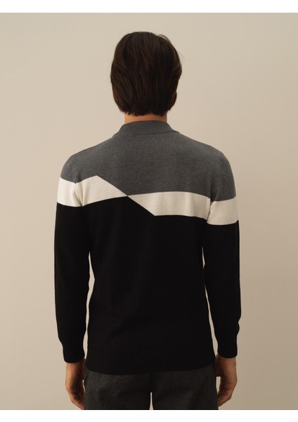 Erkek Siyah Pamuk Dokulu Regular Fit Kazak modelleri