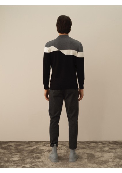 Erkek Siyah Pamuk Dokulu Regular Fit Kazak fırsatları