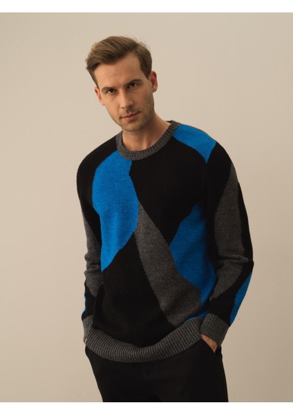 Erkek Koyu Gri Dokulu Lüks Pamuk Dokulu Regular Fit Kazak fiyatları