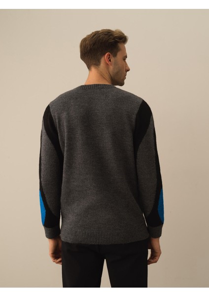 Erkek Koyu Gri Dokulu Lüks Pamuk Dokulu Regular Fit Kazak modelleri