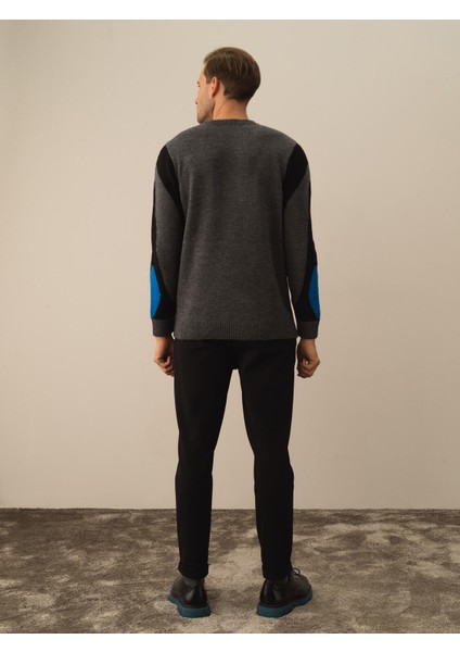 Erkek Koyu Gri Dokulu Lüks Pamuk Dokulu Regular Fit Kazak fırsatları