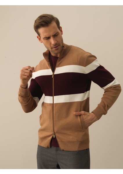 Erkek Camel Pamuk Dokulu Regular Fit Hırka fiyatları