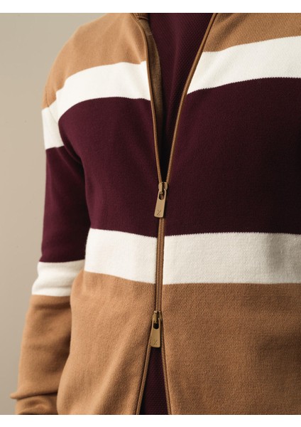 Erkek Camel Pamuk Dokulu Regular Fit Hırka modelleri