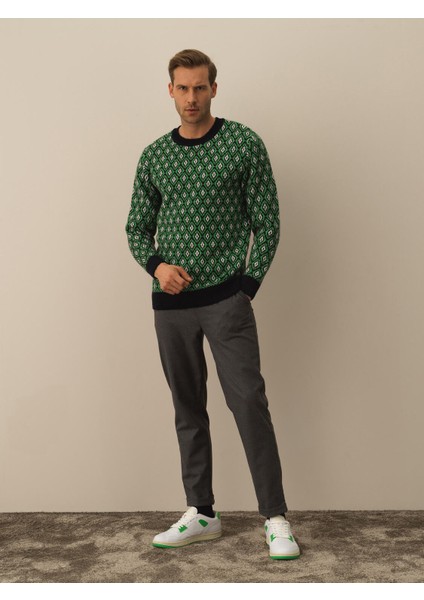 Erkek Lacivert Lüks Pamuk Dokulu Regular Fit Kazak