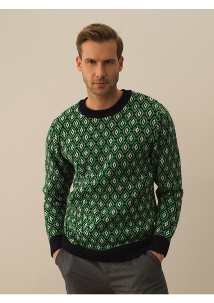 Erkek Lacivert Lüks Pamuk Dokulu Regular Fit Kazak fiyatları