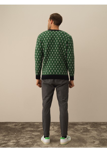 Erkek Lacivert Lüks Pamuk Dokulu Regular Fit Kazak fırsatları