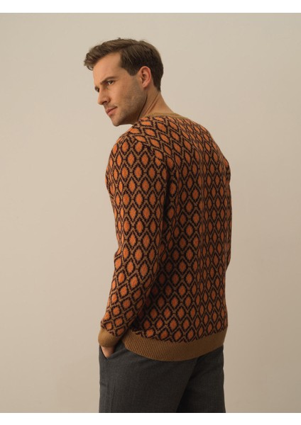 Erkek Camel Lüks Pamuk Dokulu Regular Fit Kazak fırsatları