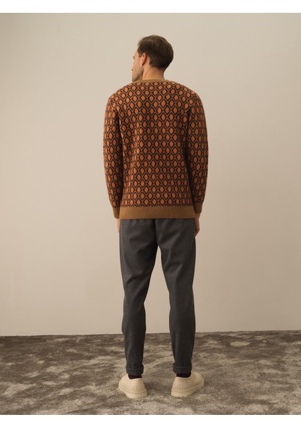 Erkek Camel Lüks Pamuk Dokulu Regular Fit Kazak indirimleri