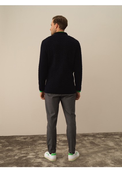 Erkek Lacivert Lüks Pamuk Dokulu Regular Fit Hırka fırsatları