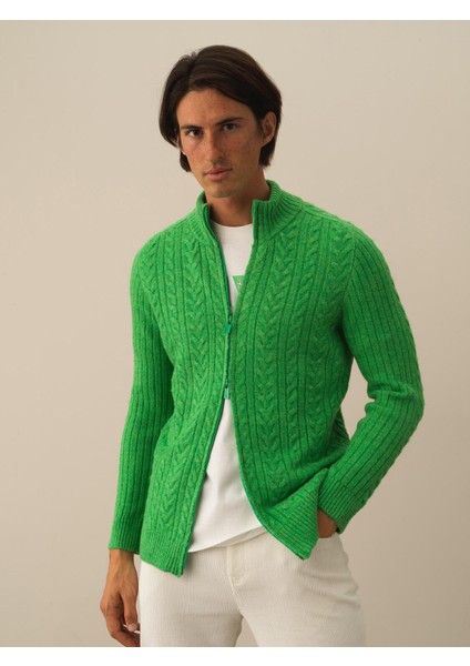 Erkek Yeşil Lüks Pamuk Dokulu Regular Fit Hırka fiyatları