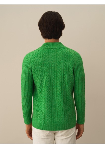 Erkek Yeşil Lüks Pamuk Dokulu Regular Fit Hırka fırsatları