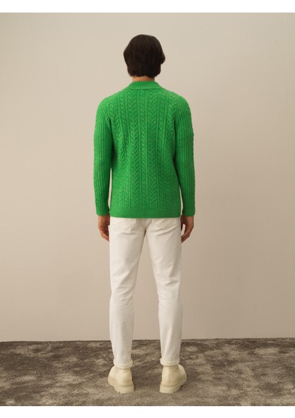 Erkek Yeşil Lüks Pamuk Dokulu Regular Fit Hırka indirimleri