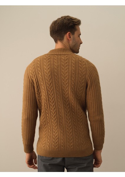 Erkek Camel Lüks Pamuk Dokulu Regular Fit Hırka modelleri