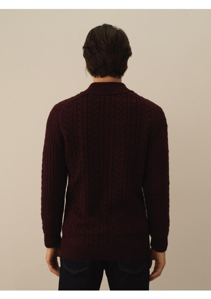 Erkek Bordo Lüks Pamuk Dokulu Regular Fit Hırka fırsatları