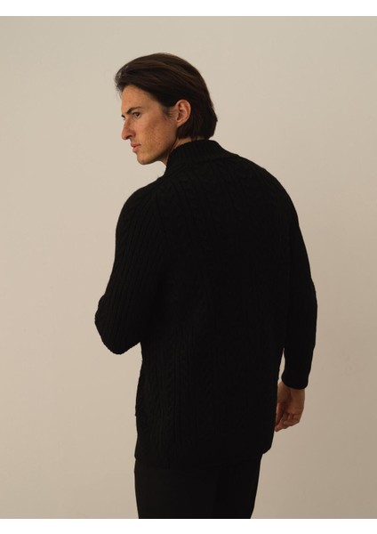 Erkek Siyah Lüks Pamuk Dokulu Regular Fit Hırka modelleri