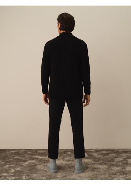 Erkek Siyah Lüks Pamuk Dokulu Regular Fit Hırka fırsatları