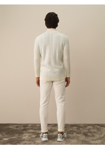 Erkek Ekru Lüks Pamuk Dokulu Regular Fit Hırka indirimleri