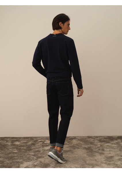Erkek Lacivert Pamuk Dokulu Slim Fit Pantolon fırsatları