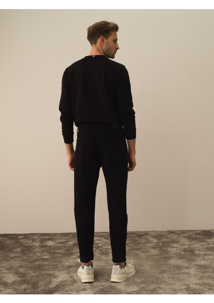 Erkek Siyah Pamuk Dokulu Slim Fit Pantolon fırsatları
