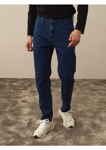 Erkek Mavi Pamuk Dokulu Slim Fit Pantolon fiyatları