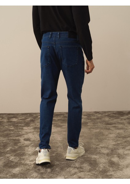 Erkek Mavi Pamuk Dokulu Slim Fit Pantolon modelleri
