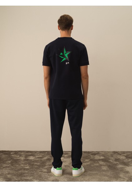 Erkek Lacivert Pamuk Dokulu Regular Fit Tişört fırsatları